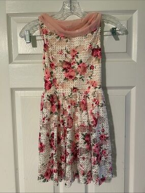 Weissman Pink and White Floral Eyelet Dance Dress